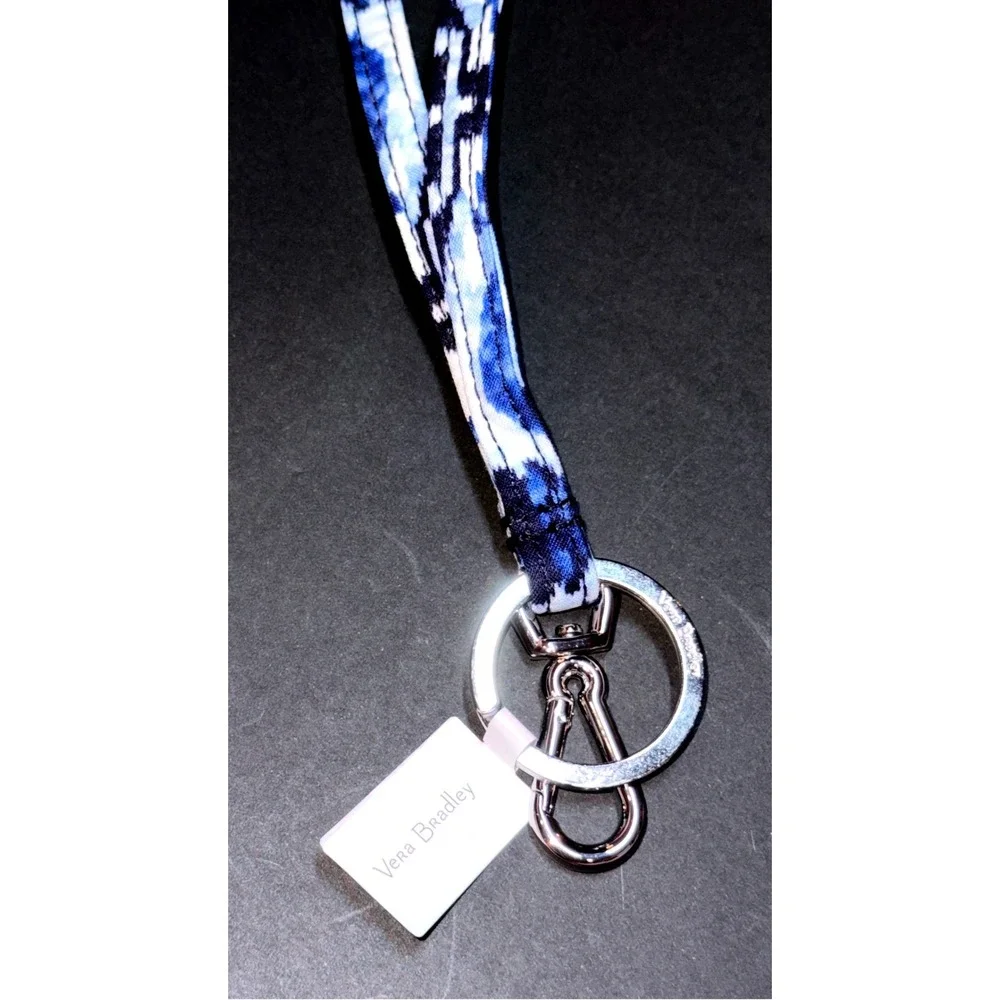 Vera Bradley Lanyard Women Blue Ikat Island NEW Key ID Holder Strap